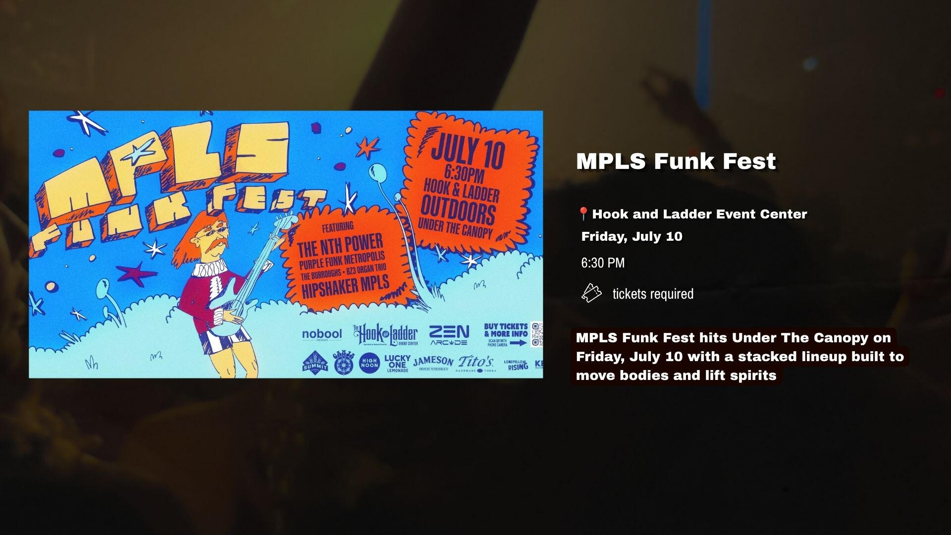 MPLS Funk Fest hits Under The Canopy on Friday, July 10 with a stacked lineup built to move bodies and lift spirits